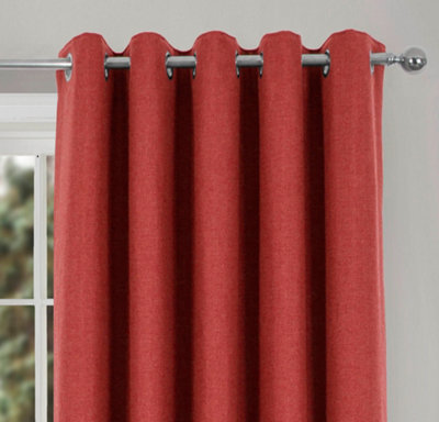 Home Curtains Spencer Faux Wool Blackout 45w x 54d" (114x137cm) Terracotta Lined Eyelet Curtains (PAIR)