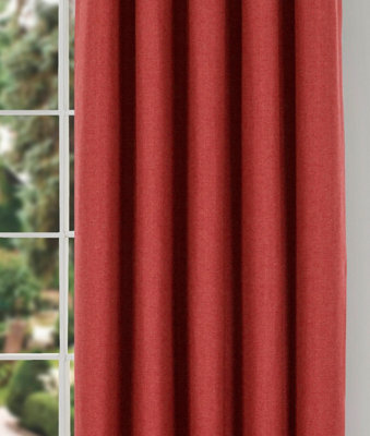 Home Curtains Spencer Faux Wool Blackout 65w x 90d" (165X229cm) Terracotta Lined Eyelet Curtains (PAIR)