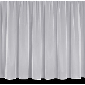 Home Curtains Sue 28 Gauge Plain Voile Lead Weighted Net  200w x 122d CM Cut Panel White