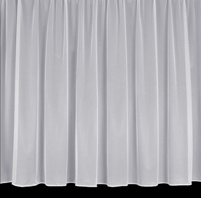 Home Curtains Sue 28 Gauge Plain Voile Lead Weighted Net  200w x 137d CM Cut Panel White