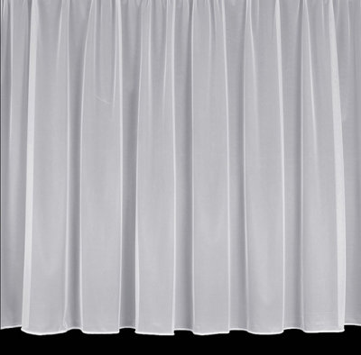 Home Curtains Sue 28 Gauge Plain Voile Lead Weighted Net  400w x 91d CM Cut Panel White