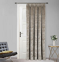 Home Curtains Taylor Interlined Velour Damask 65w x 84d" (165x213cm) Natural Door Curtain