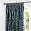 Home Curtains Taylor Velour Interlined 90w x 90d" (229 x 229cm) Grey Pencil Pleat Curtains (PAIR)