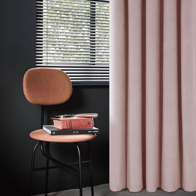 Home Curtains Thermal Interlined Soft Velour 90w x 90d" (229x229cm) Soft Pink Eyelet Curtains (PAIR)