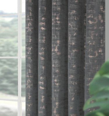 Home Curtains Venice Thermal Interlined 45w x 54d" (114x137cm) Grey Eyelet Curtains (PAIR)