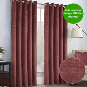 Home Curtains Venice Thermal Interlined 65w x 54d" (165x137cm) Heather Eyelet Curtains (PAIR)