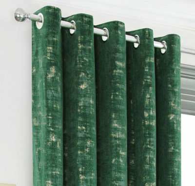 Home Curtains Venice Thermal Interlined 65w x 72d" (165x183cm) Green Eyelet Curtains (PAIR)