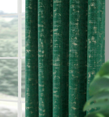Home Curtains Venice Thermal Interlined 65w x 72d" (165x183cm) Green Eyelet Curtains (PAIR)