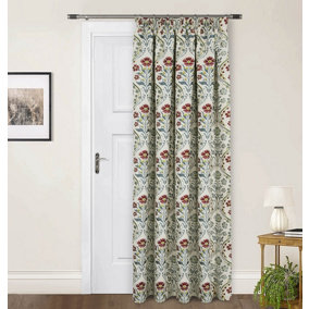 Home Curtains Vermont Chenille Floral Lined 65w x 84d" (165x213cm) Blue Door Curtain (1)