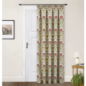Home Curtains Vermont Chenille Floral Lined 65w x 84d" (165x213cm) Terracotta Door Curtain (1)