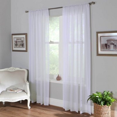 Home Curtains Voile Slot Top Panels 59w x 36d" (149x91cm) White (PAIR)