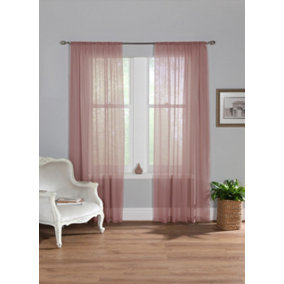 Home Curtains Voile Slot Top Panels 59w x 48d" (149x122cm) Blush Pink (PAIR)