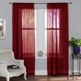 Home Curtains Voile Slot Top Panels 59w x 48d" (149x122cm) Brick Red (PAIR)