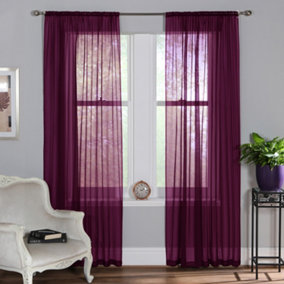 Home Curtains Voile Slot Top Panels 59w x 48d" (149x122cm) Fuchsia (PAIR)