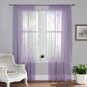 Home Curtains Voile Slot Top Panels 59w x 48d" (149x122cm) Lavender (PAIR)