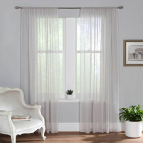 Home Curtains Voile Slot Top Panels 59w x 48d" (149x122cm) Pale Grey (PAIR)