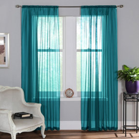 Home Curtains Voile Slot Top Panels 59w x 48d" (149x122cm) Soft Teal (PAIR)