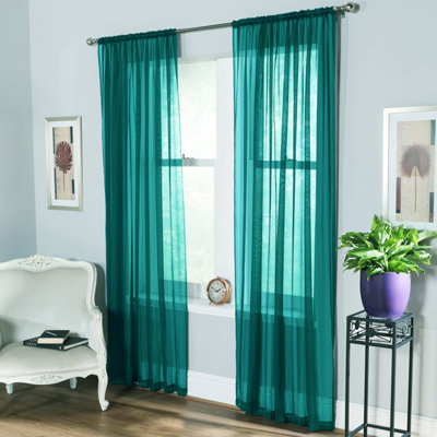 Home Curtains Voile Slot Top Panels 59w x 48d" (149x122cm) Soft Teal (PAIR)