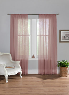 Home Curtains Voile Slot Top Panels 59w x 54d" (149x137cm) Blush Pink (PAIR)