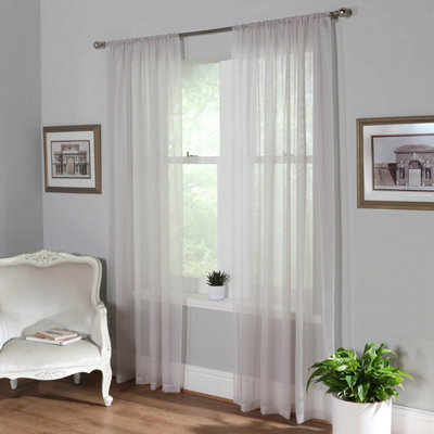 Home Curtains Voile Slot Top Panels 59w x 54d" (149x137cm) Pale Grey (PAIR)