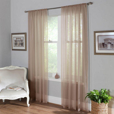 Home Curtains Voile Slot Top Panels 59w x 81d" (149x206cm) Latte (PAIR)