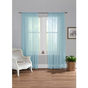 Home Curtains Voile Slot Top Panels 59w x 90d" (149x229cm) Duckegg (PAIR)