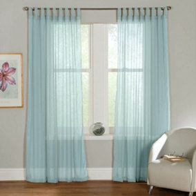 Home Curtains Voile Tab Top Panels 59w x 48d" (149x122cm) Duckegg (PAIR)