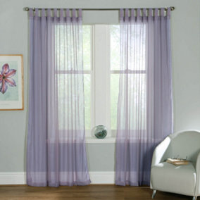Home Curtains Voile Tab Top Panels 59w x 48d" (149x122cm) Lavender (PAIR)