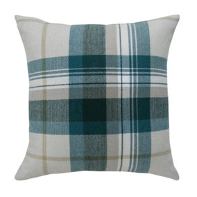 Home Curtains Warrington Check 18x18" (43x43cm) single filled cushion Green