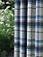 Home Curtains Warrington Checkered Faux Wool Lined Blackout 45w x 54d" (114x137cm) Navy Eyelet Curtains (PAIR)