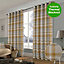 Home Curtains Warrington Checkered Faux Wool Lined Blackout 45w x 90d" (114x229cm) Ochre Eyelet Curtains (PAIR)