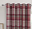 Home Curtains Warrington Checkered Faux Wool Lined Blackout 45w x 90d" (114x229cm) Red Eyelet Curtains (PAIR)