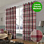 Home Curtains Warrington Checkered Faux Wool Lined Blackout 65w x 54d" (165x137cm) Red Eyelet Curtains (PAIR)