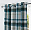 Home Curtains Warrington Checkered Faux Wool Lined Blackout 65w x 90d" (165x229cm) Green Eyelet Curtains (PAIR)