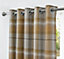 Home Curtains Warrington Checkered Faux Wool Lined Blackout 90w x 72d" (229x183cm) Ochre Eyelet Curtains (PAIR)