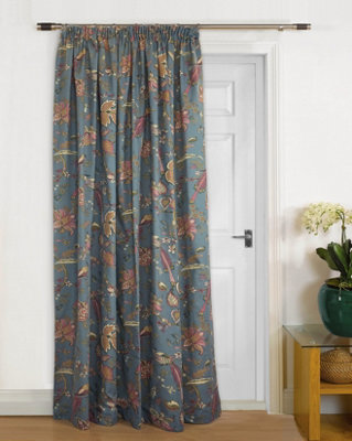 Home Curtains Windsor Botanical Fully Lined 65w x 84d" (165x213cm) Duckegg Door Curtain (1)