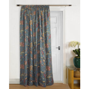 Home Curtains Windsor Botanical Fully Lined 65w x 84d" (165x213cm) Duckegg Door Curtain (1)