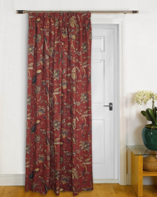 Home Curtains Windsor Botanical Fully Lined 65w x 84d" (165x213cm) Terracotta Door Curtain (1)