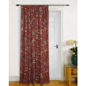 Home Curtains Windsor Botanical Fully Lined 65w x 84d" (165x213cm) Terracotta Door Curtain (1)