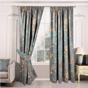 Home Curtains Windsor Fully Lined 45w x 54d" (114x137cm) Duck Egg Pencil Pleat Curtains (PAIR)