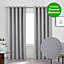 Home Curtains Woolacombe Faux Wool Lined Blackout 45w x 72d" (114x183cm) Pale Grey Eyelet Curtains (PAIR)