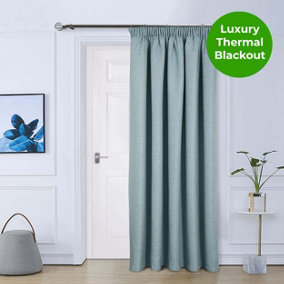 Home Curtains Woolacombe Pencil pleat Lined 65w x 84d" (165x213cm) Duckegg Door Curtain (1)