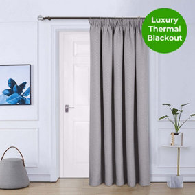 Home Curtains Woolacombe Pencil pleat Lined 65w x 84d" (165x213cm) Pale Grey Door Curtain (1)
