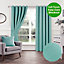 Home Curtains Woven Blockout 45w x 54d" (114x137cm) Soft Teal Eyelet Curtains (PAIR)