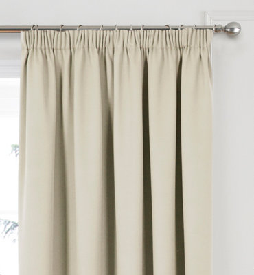 Home Curtains Woven Blockout 65w" x 54d" (165x137cm) Natural Pencil Pleat Curtains (PAIR)
