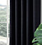 Home Curtains Woven Blockout 65w" x 72d" (165x183cm) Black Pencil Pleat Curtains (PAIR)