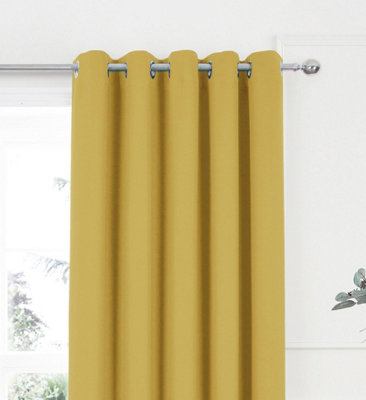Home Curtains Woven Blockout 65w x 90d" (165x229cm) Ochre Eyelet Curtains (PAIR)