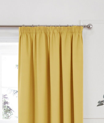 Home Curtains Woven Blockout 65w" x 90d" (165x229cm) Ochre Pencil Pleat Curtains (PAIR)