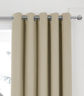 Home Curtains Woven Blockout 90w x 72d" (229x183cm) Latte Eyelet Curtains (PAIR)