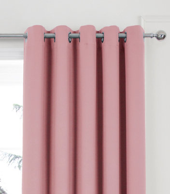Home Curtains Woven Blockout 90w x 72d" (229x183cm) Soft Pink Eyelet Curtains (PAIR)